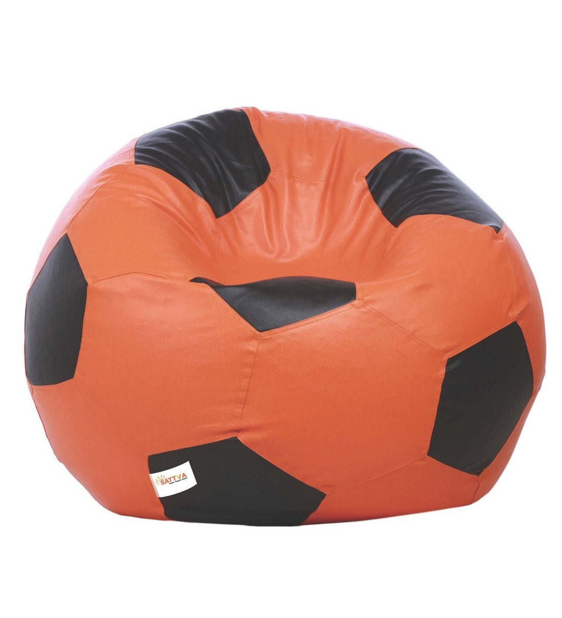Buy FootBall XXXL Bean Bag with Beans in Orange Black Colour by Sattva