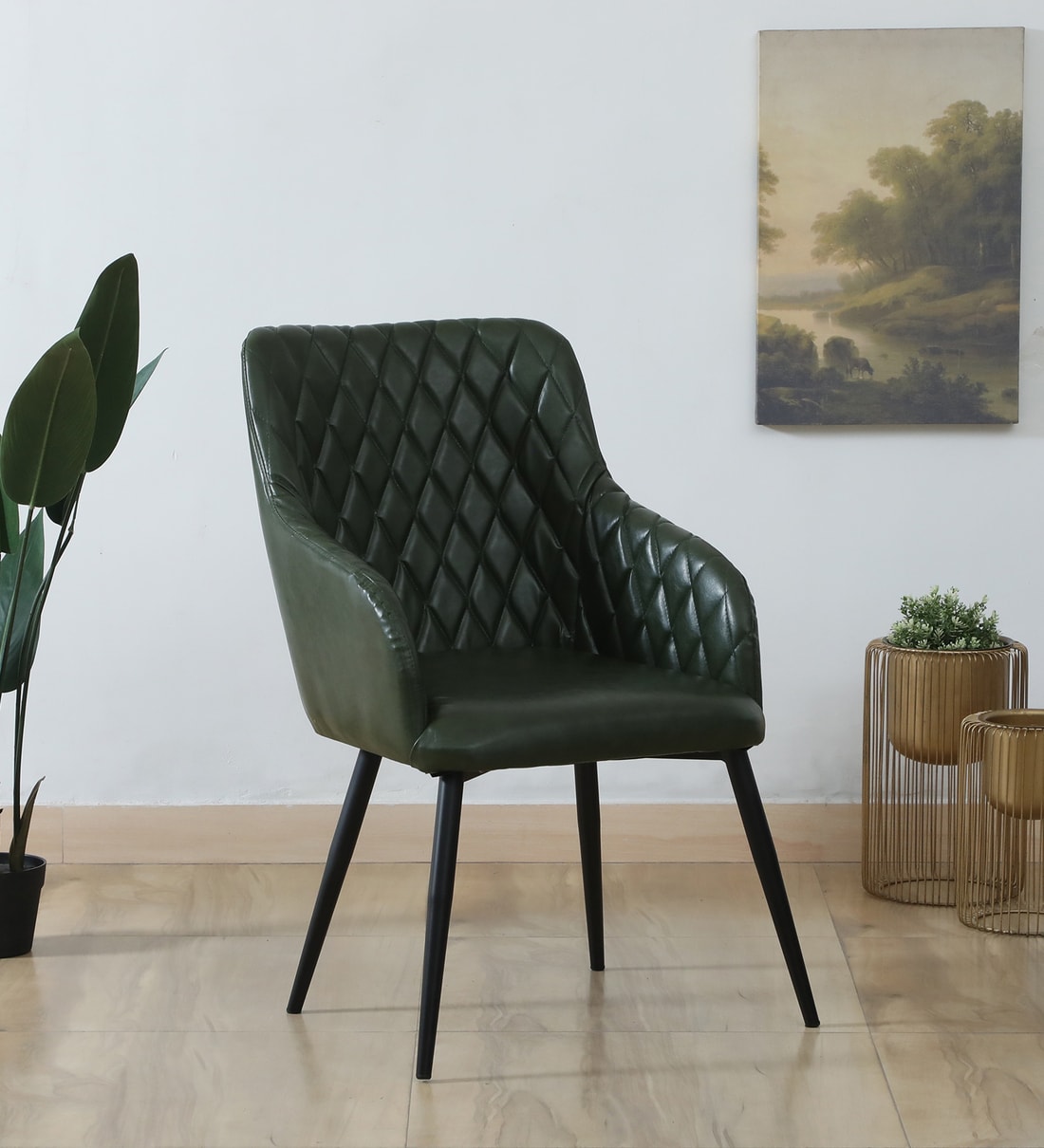 Buy Foster Arm Chair In Grey Color Leatherette With Black Powder 