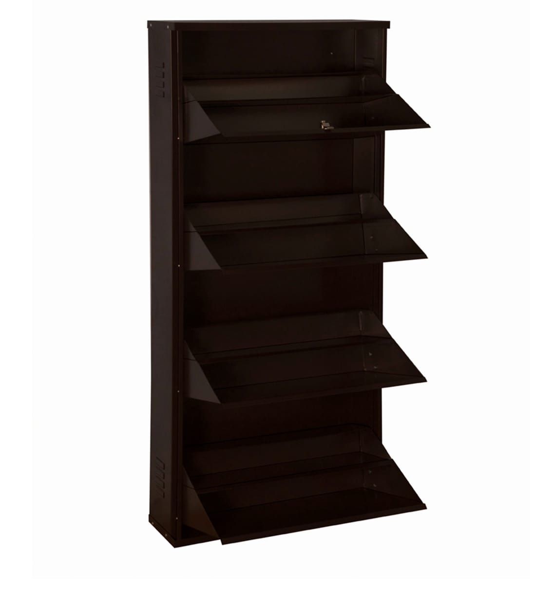 Buy Double Decker Metal Tilt Out Shoe Rack in Dark Brown Finish Online