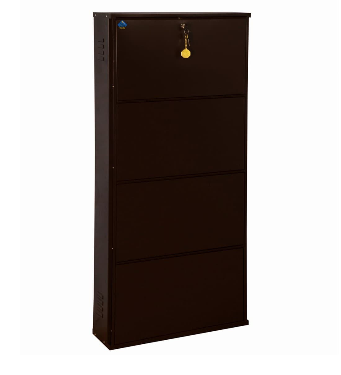 Buy Double Decker Metal Tilt Out Shoe Rack in Dark Brown Finish Online