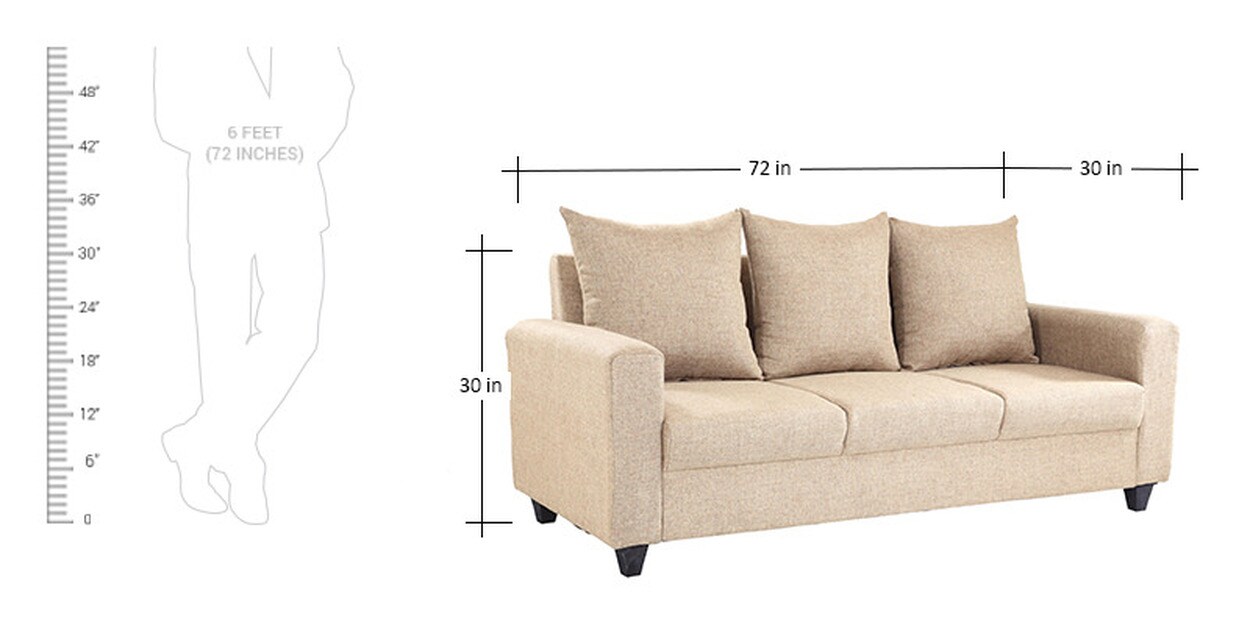 Buy Foshan 3 Seater Sofa in Beige Colour by Looking Good Furniture