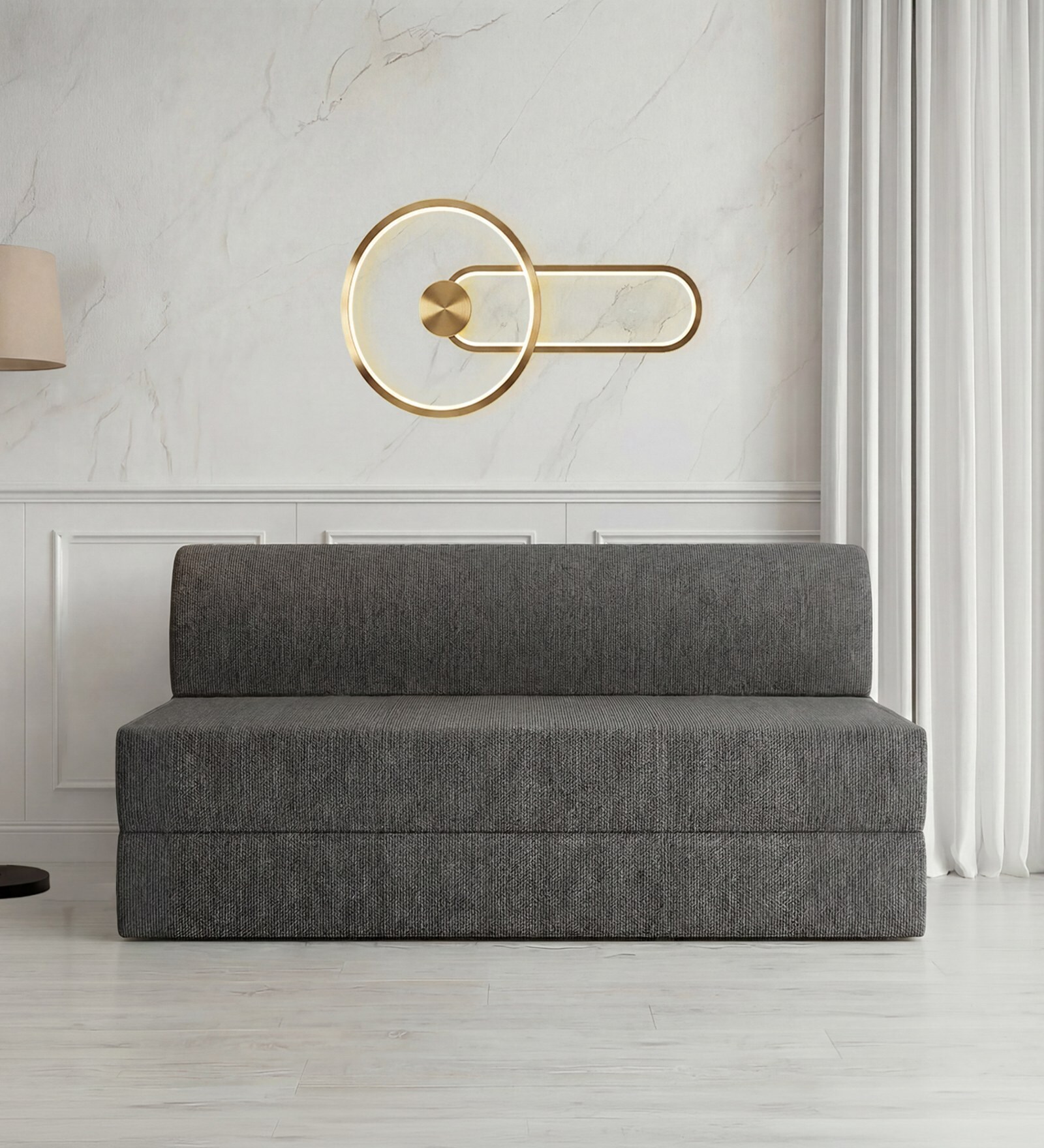 Foldable 7 Inches Resitec Foam (75x60) Queen Size Sofa Cum Mattress in Grey Colour