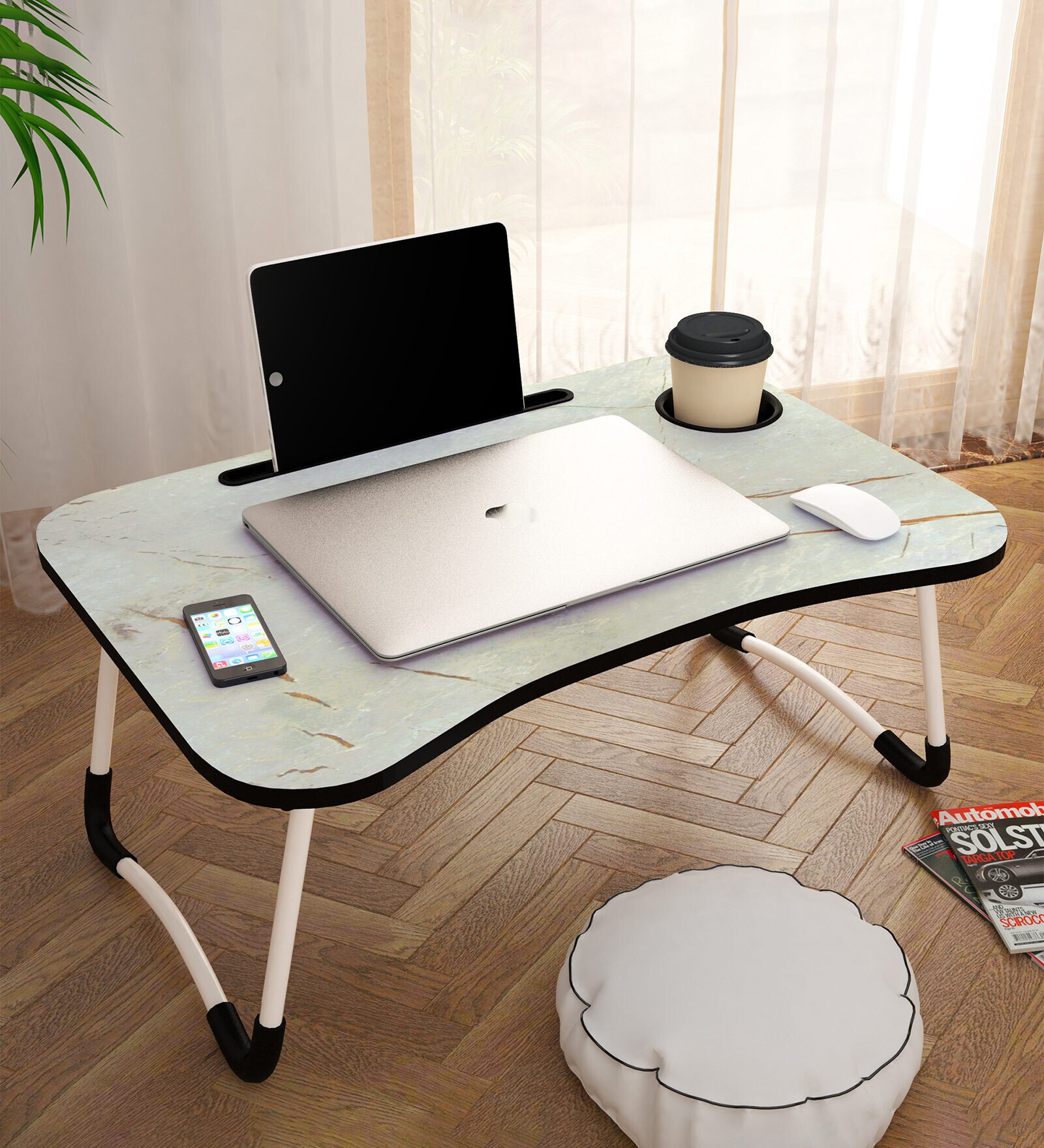 Mercury Portable Table in Light Grey Finish