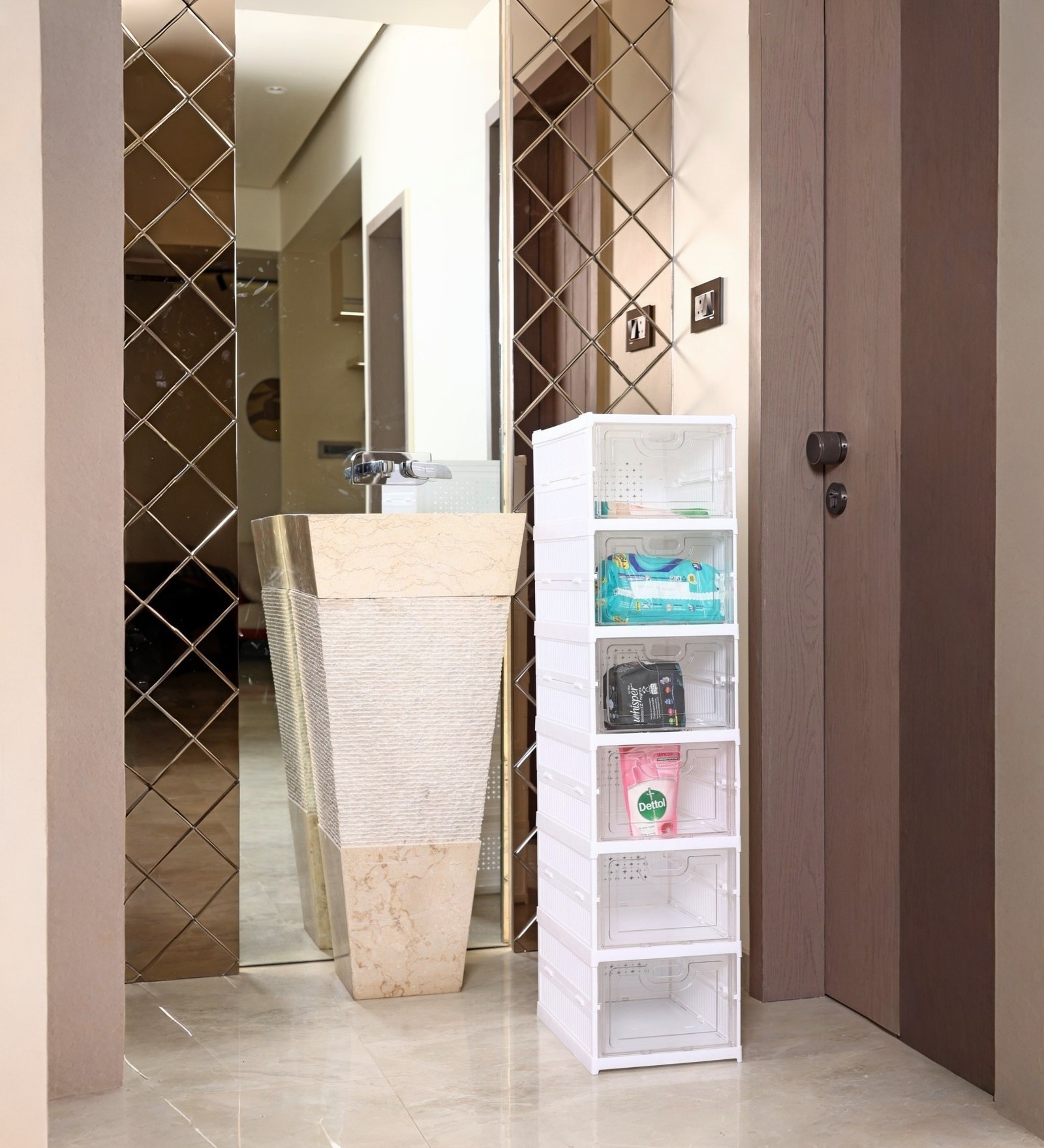 White Foldable Shoe Rack Stackable Shoe Organizer 6 Layer
