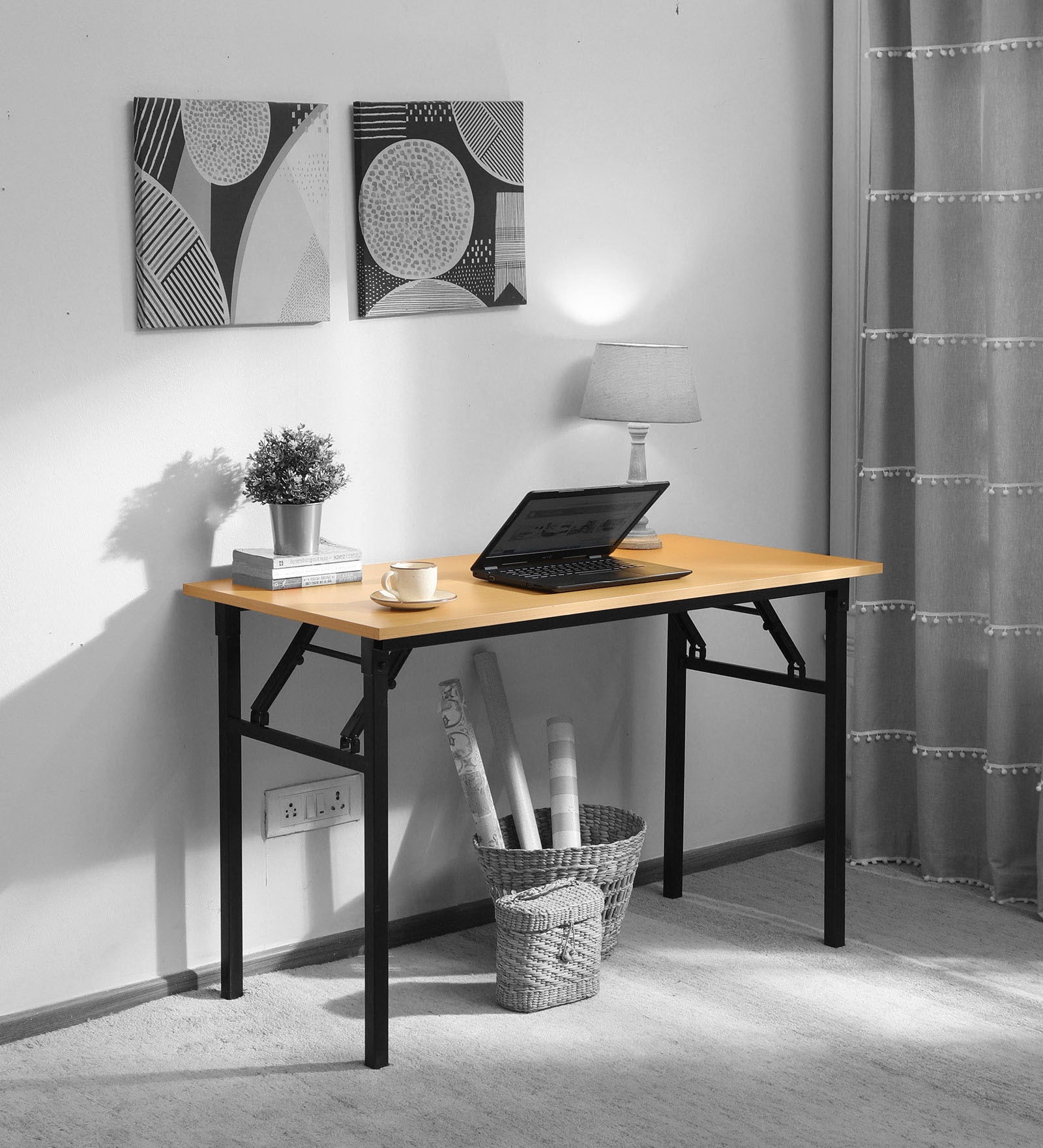 Foldable Study Table in Steam Bleach Finish