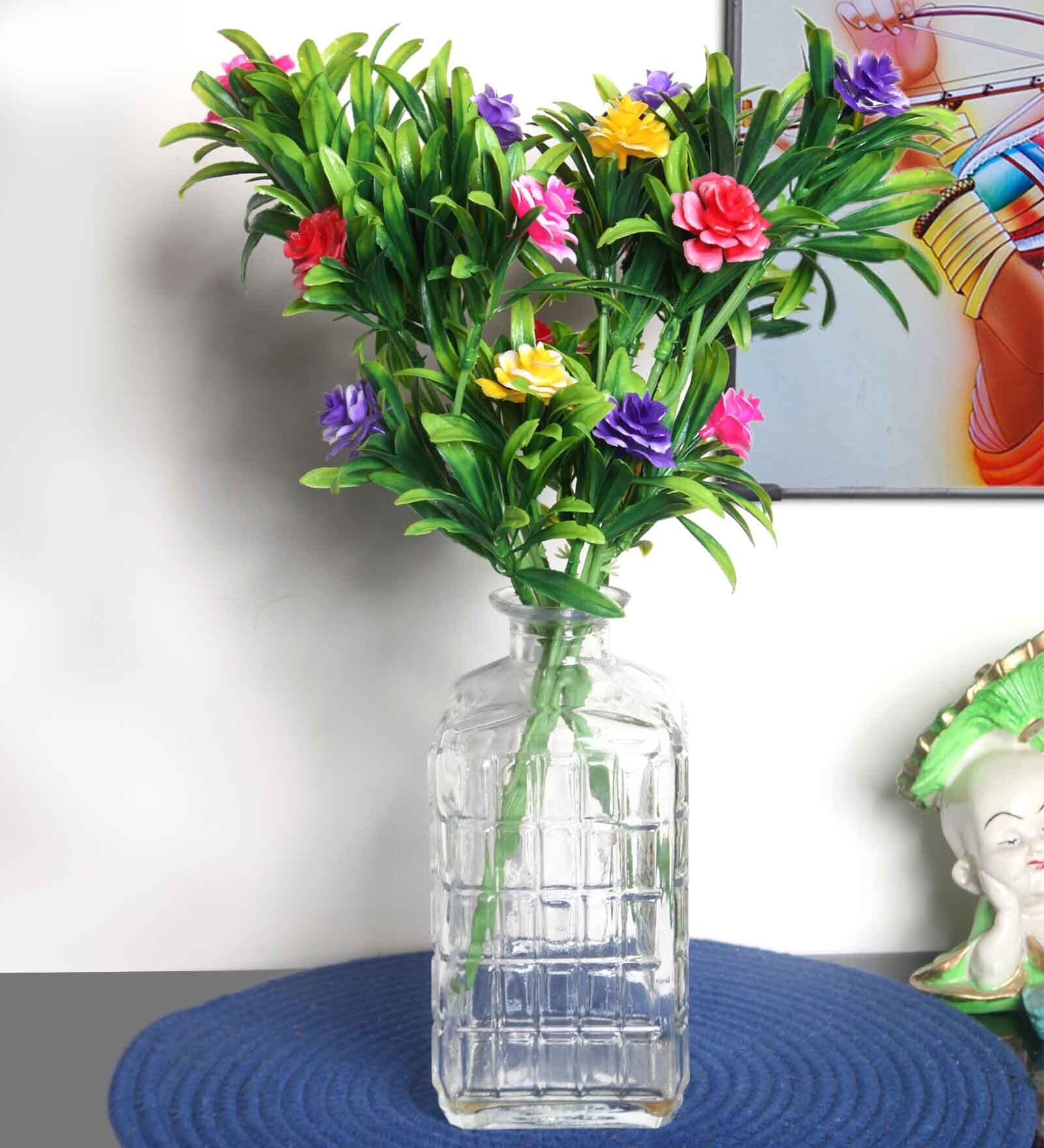 Multicolor Artificial Mix Color Rose Bunches Set Of 2