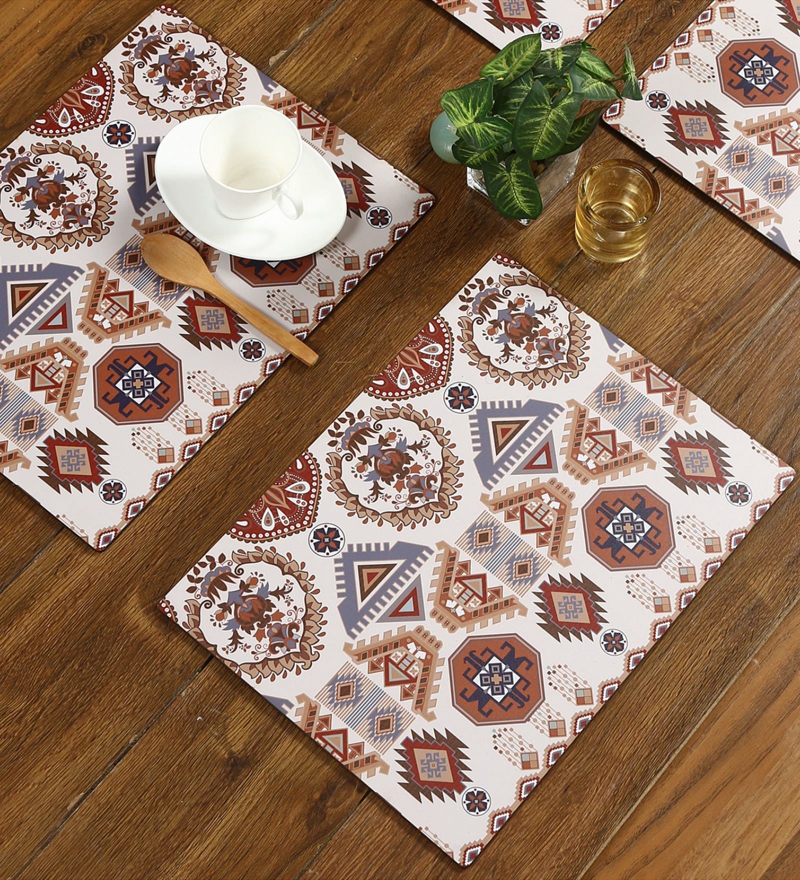 Folk Ornament Brown ( 16 X 12) MDF Placemat (Set of 6)