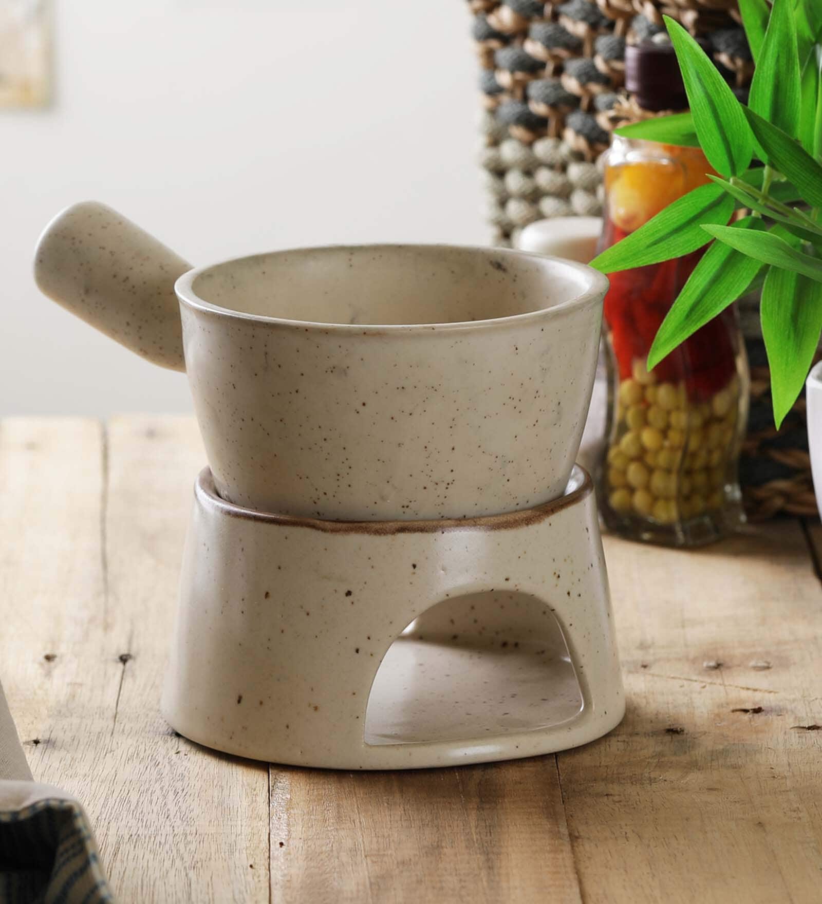 Fondue 450ml White Stoneware (Set of 2) Dinner Bowl