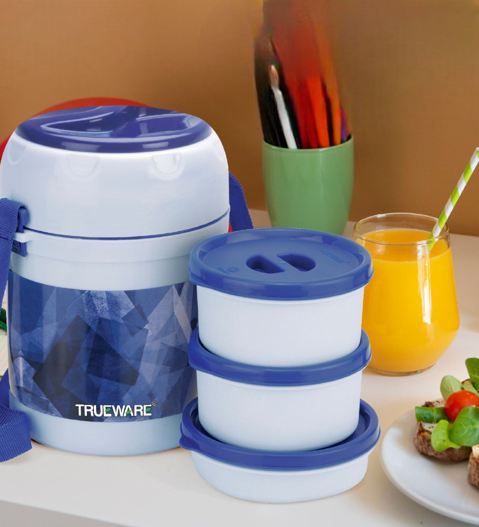 Buy Foody Plus Blue Plastic Thermoware Lunch Box ( Set Of 2 Container ) at 19 OFF by Trueware