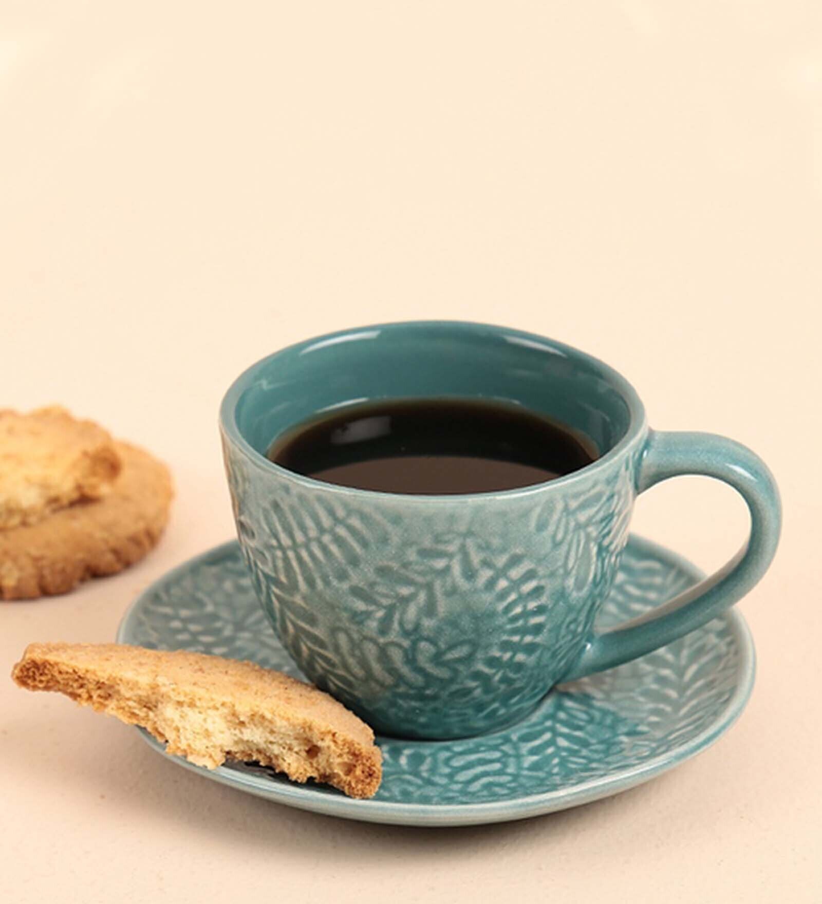 Buy Mathias 250ml Blue (Set of 2) Ceramic Tea Cup & Saucer Set at 13% ...
