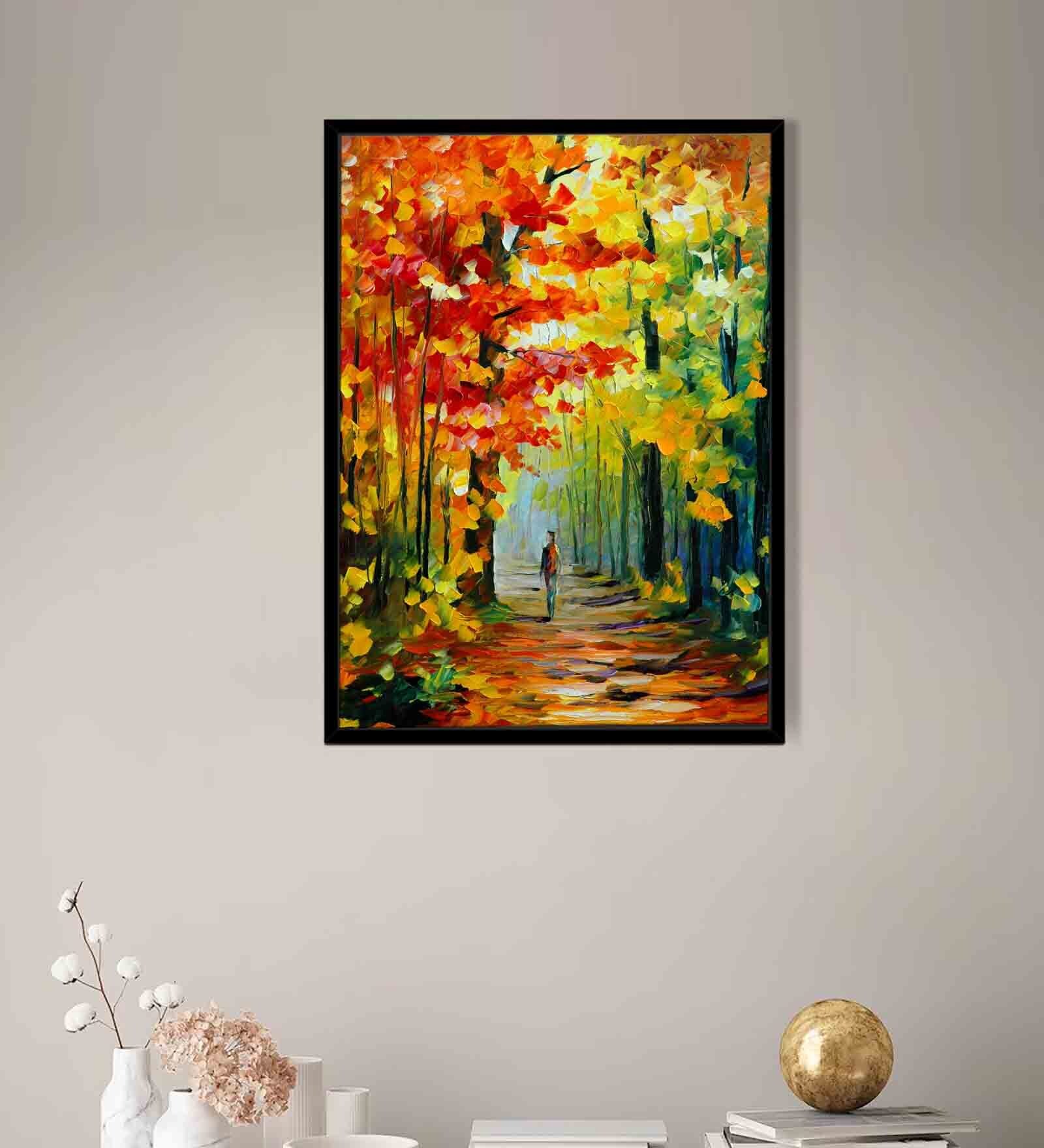 Buy Forest Multicolour Synthetic Wood Framed Canvas Wall Painting at 32