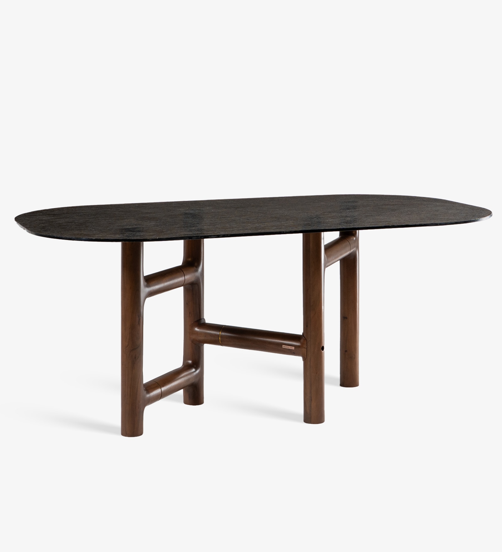 Forma 6 Seater Glass Top Dining Table In Ipiano Finish
