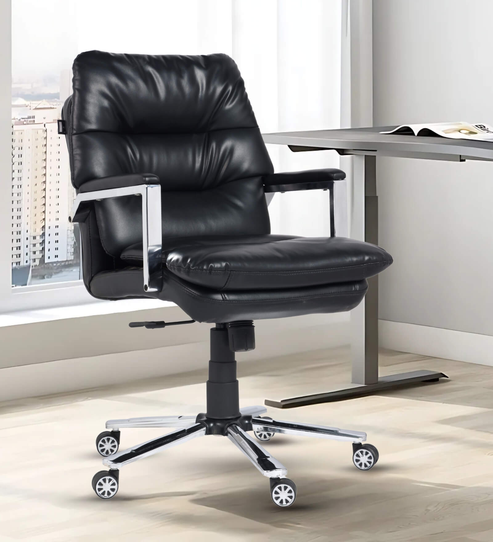 Fortuna Mini Leatherette Executive Chair In Black Colour