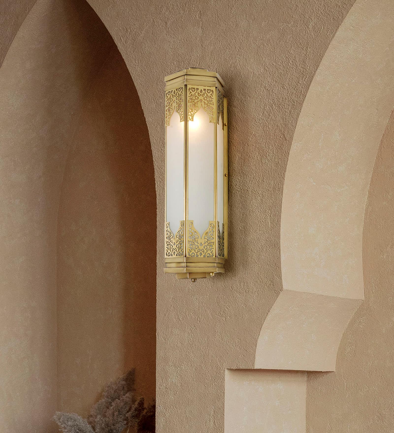 Fos Lghting Antique Brass Arabic STyle Wall Sconce with Jali Design