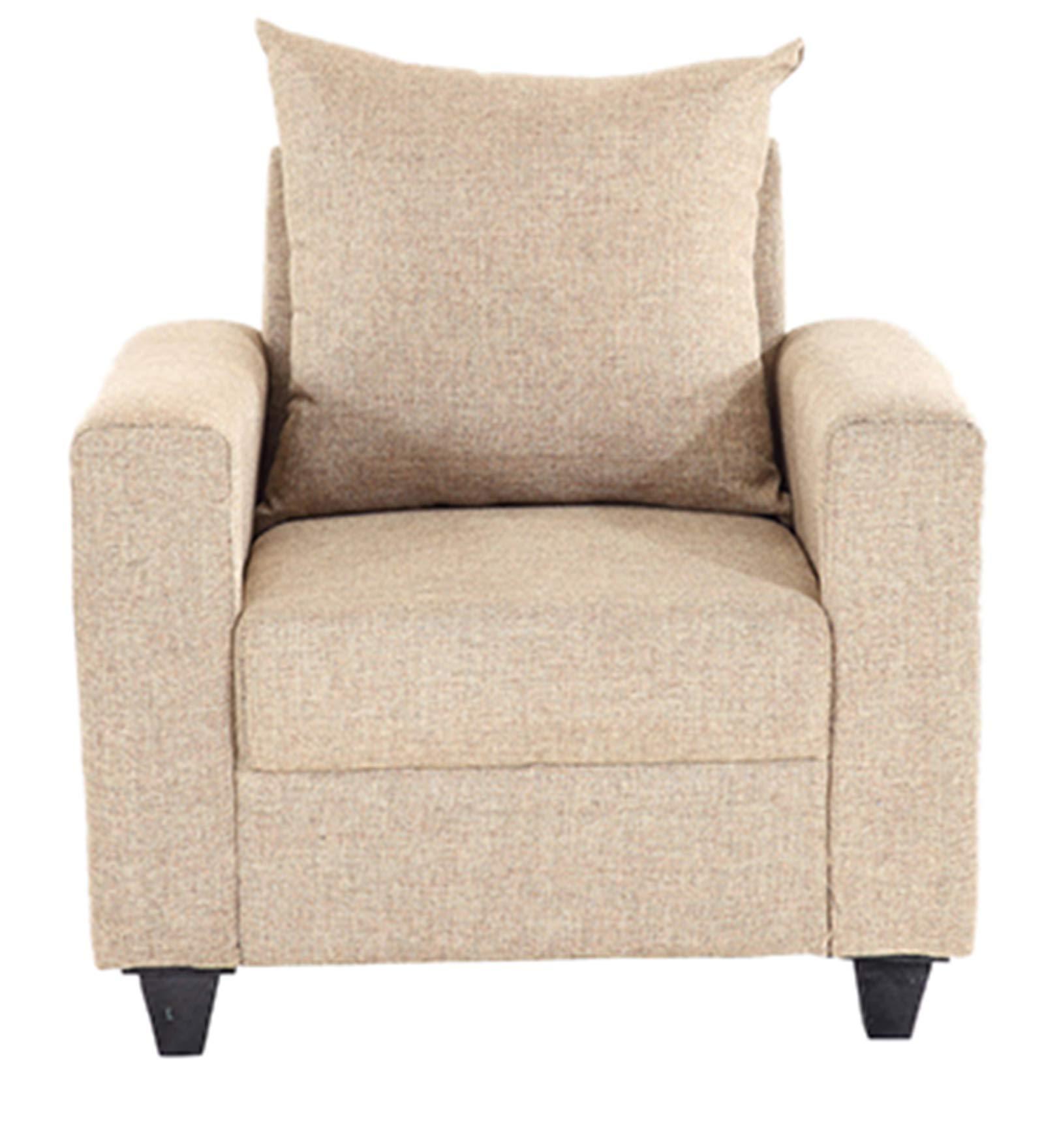 Buy Foshan One seater Sofa in Beige Colour by Looking Good Furniture
