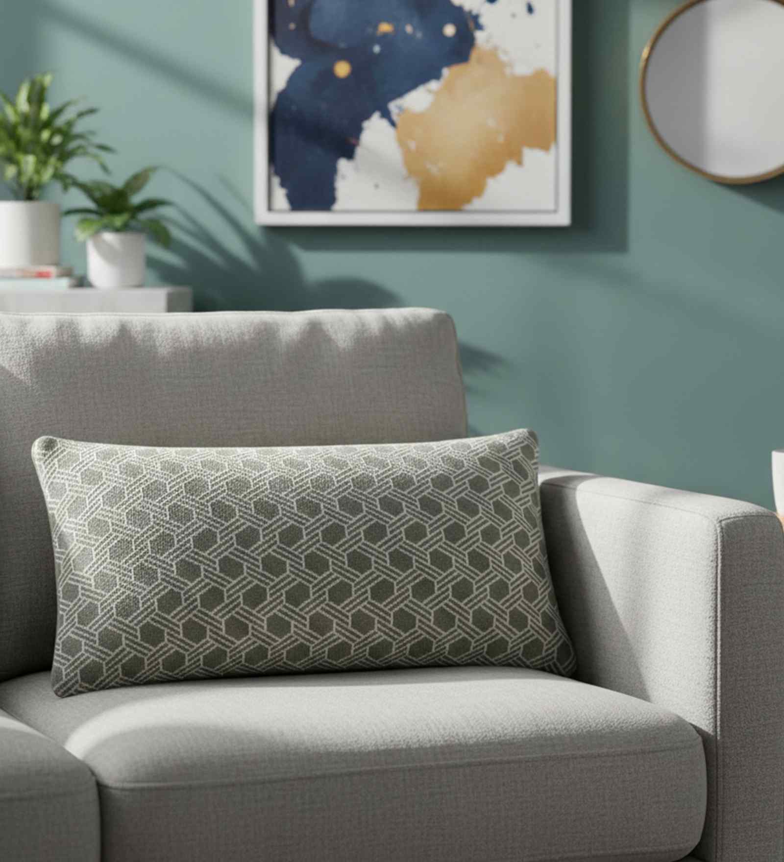 Fossil & Natural 100% Cotton Geometric 12X20 Inches Knitted Cushion Cover