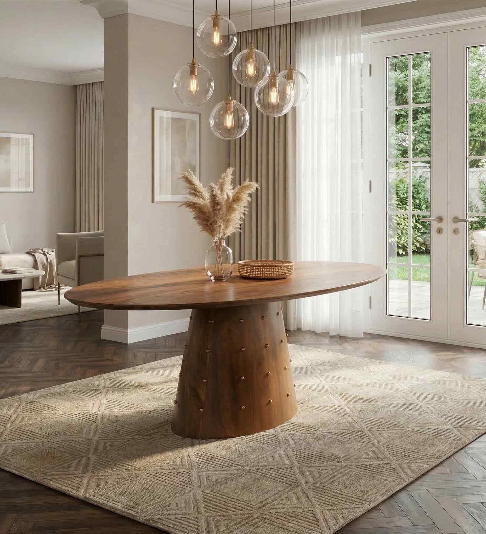 Fou 6 Seater Dining Table In Acacia Wood Finish