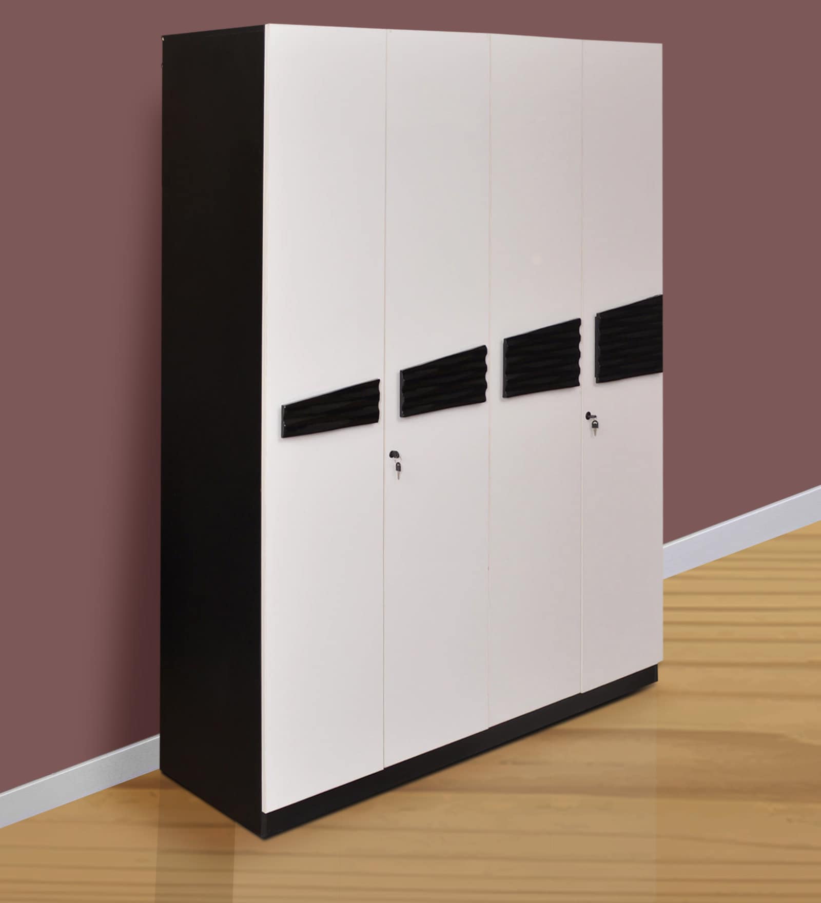 Dallas 4 Door Wardrobe in White & Black Colour