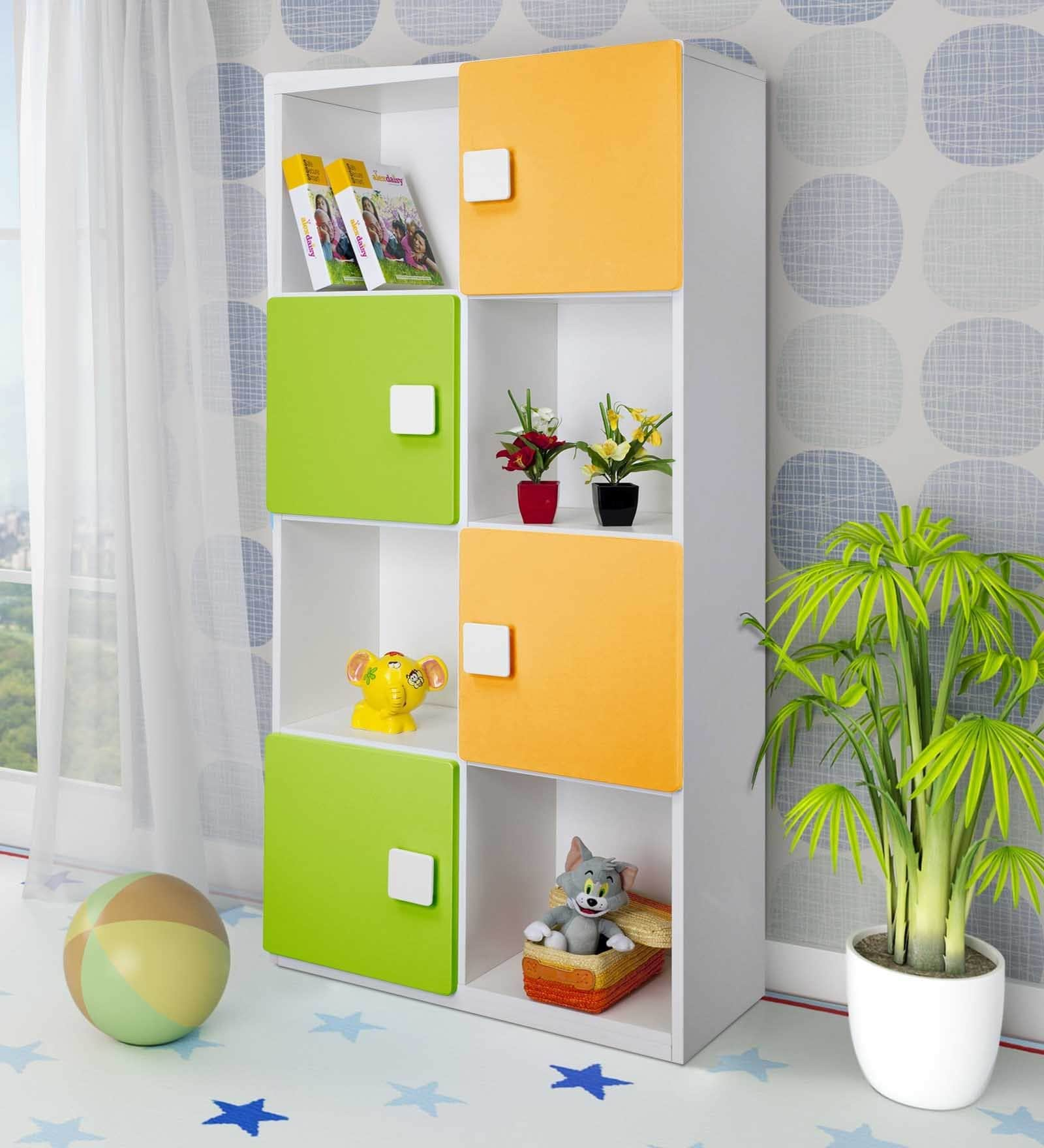 Four Layer Bookcase in Yellow & Green Colour