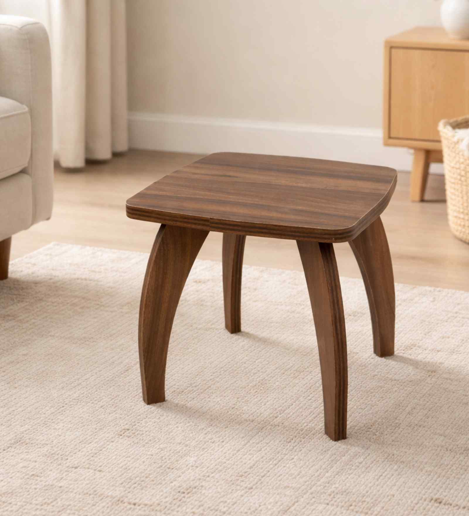 Four leg Square Table in Walnut Finish