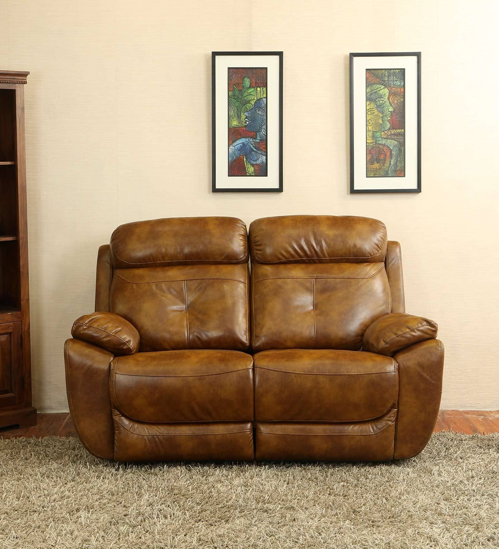 4 Square Leatherette Manual 2 Seater Recliner in Brown Colour 4 Square Leatherette Manual 2 Seater Recliner in Brown Colour