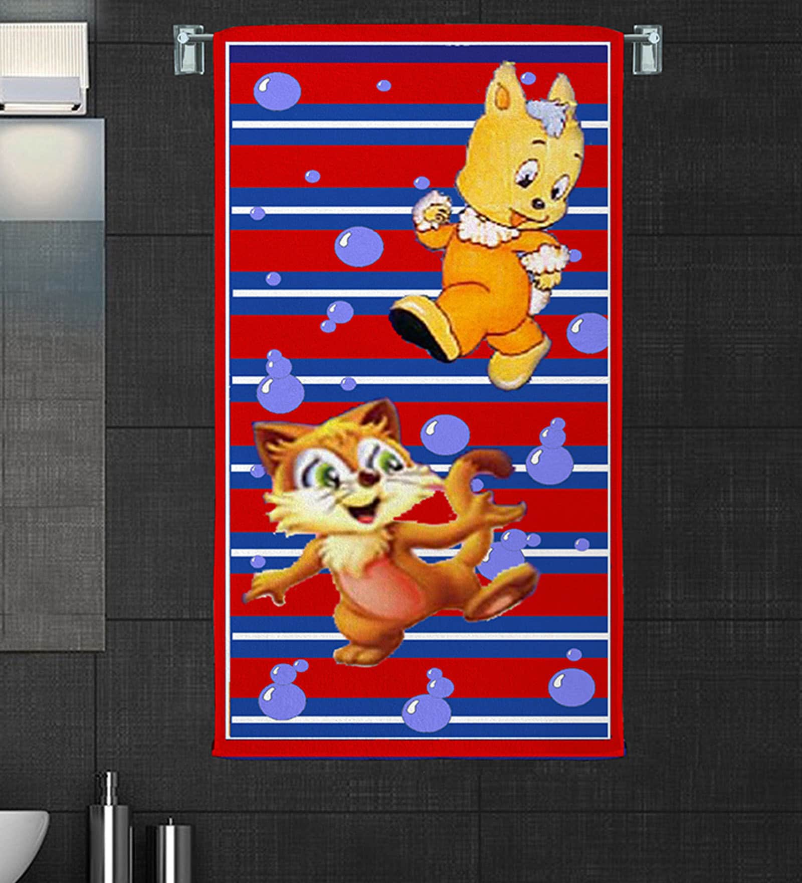 Fox Bath Towel in Red colour