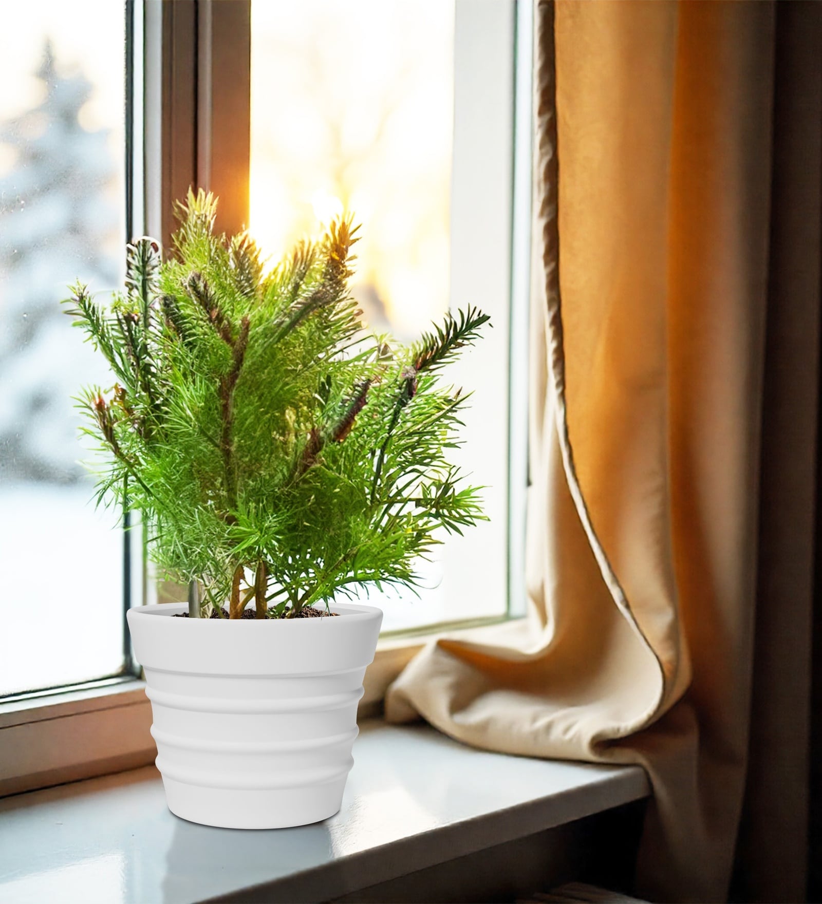 White 12 Inch German Polymer Round Plant Container