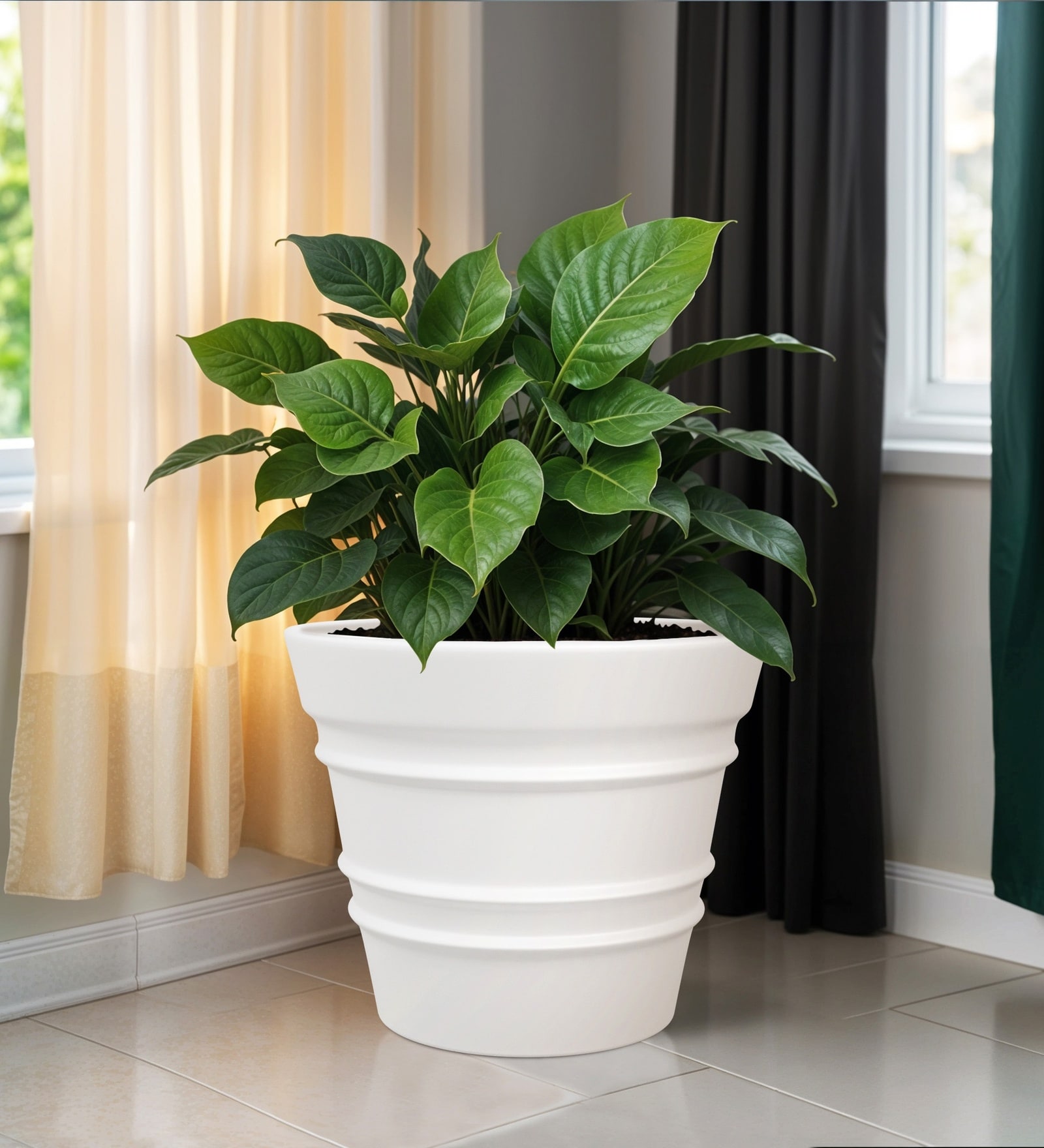 White 18 Inch German Polymer Round Plant Container