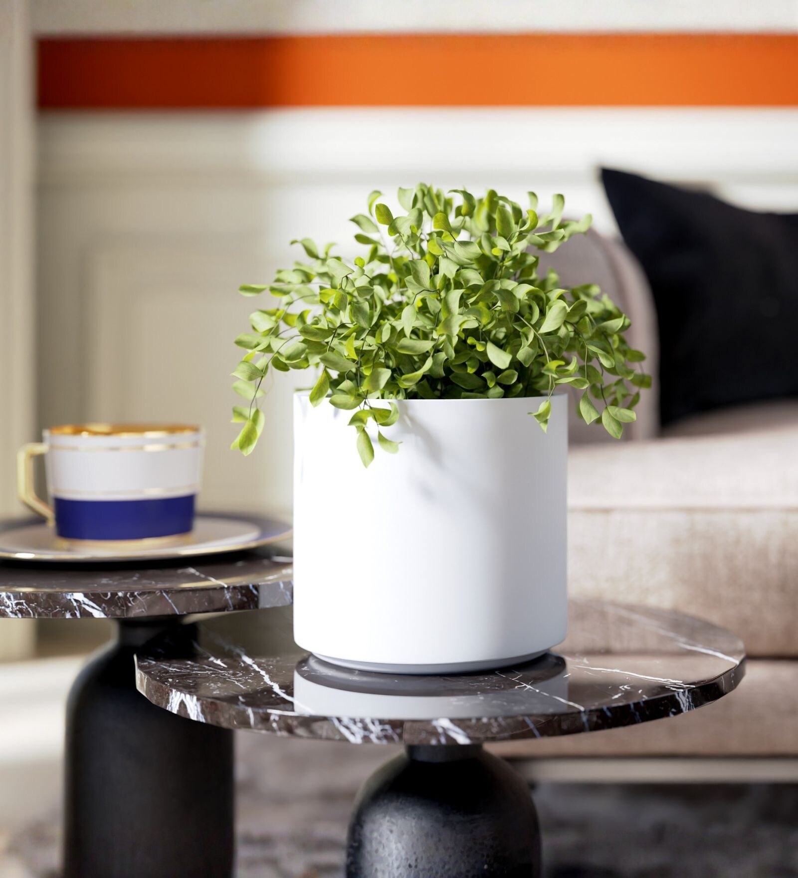 White German Polymer Round Planter Cilin 10 Inch
