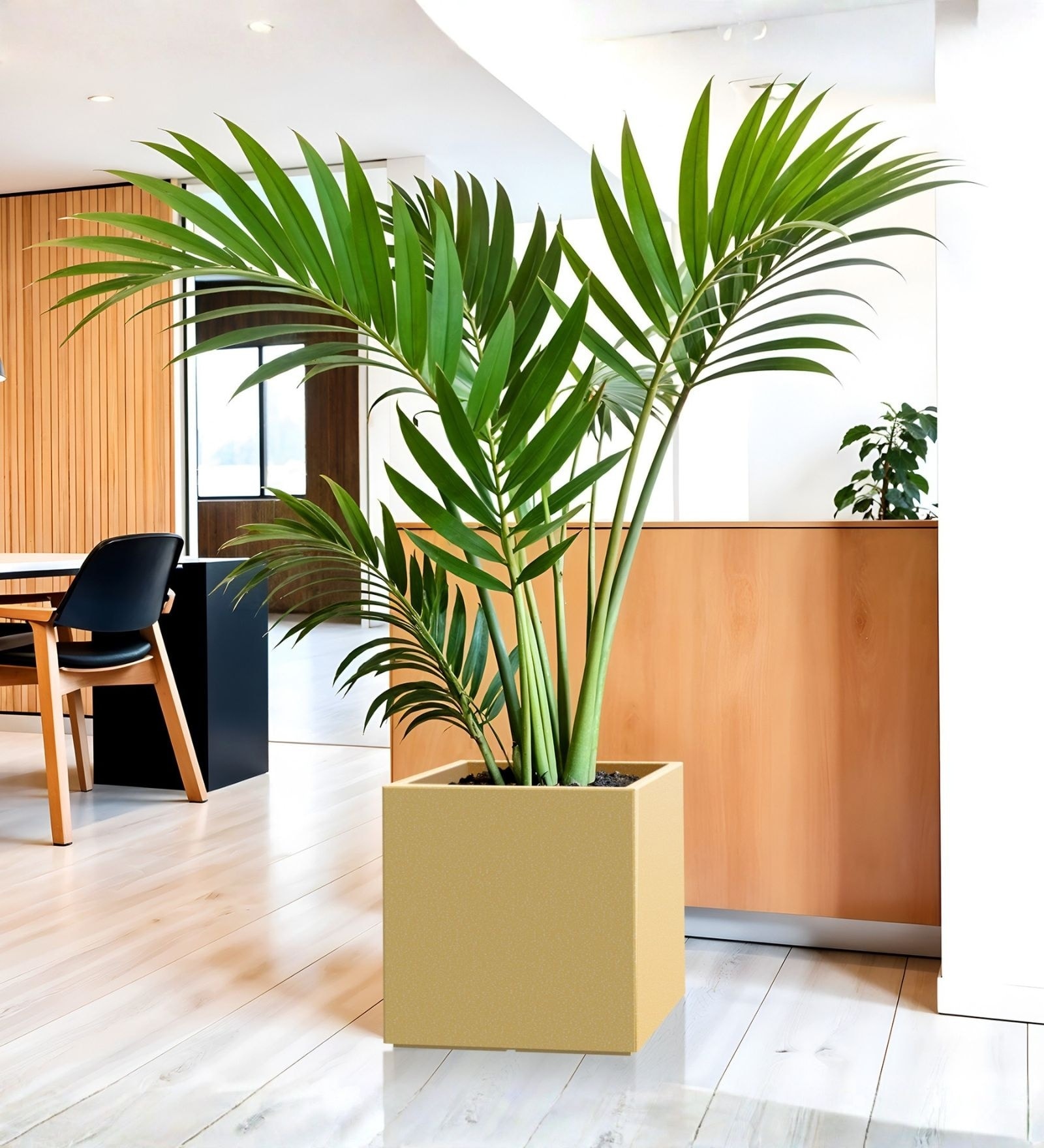 Beige German Polymer Square Planter Cubo 17 Inch