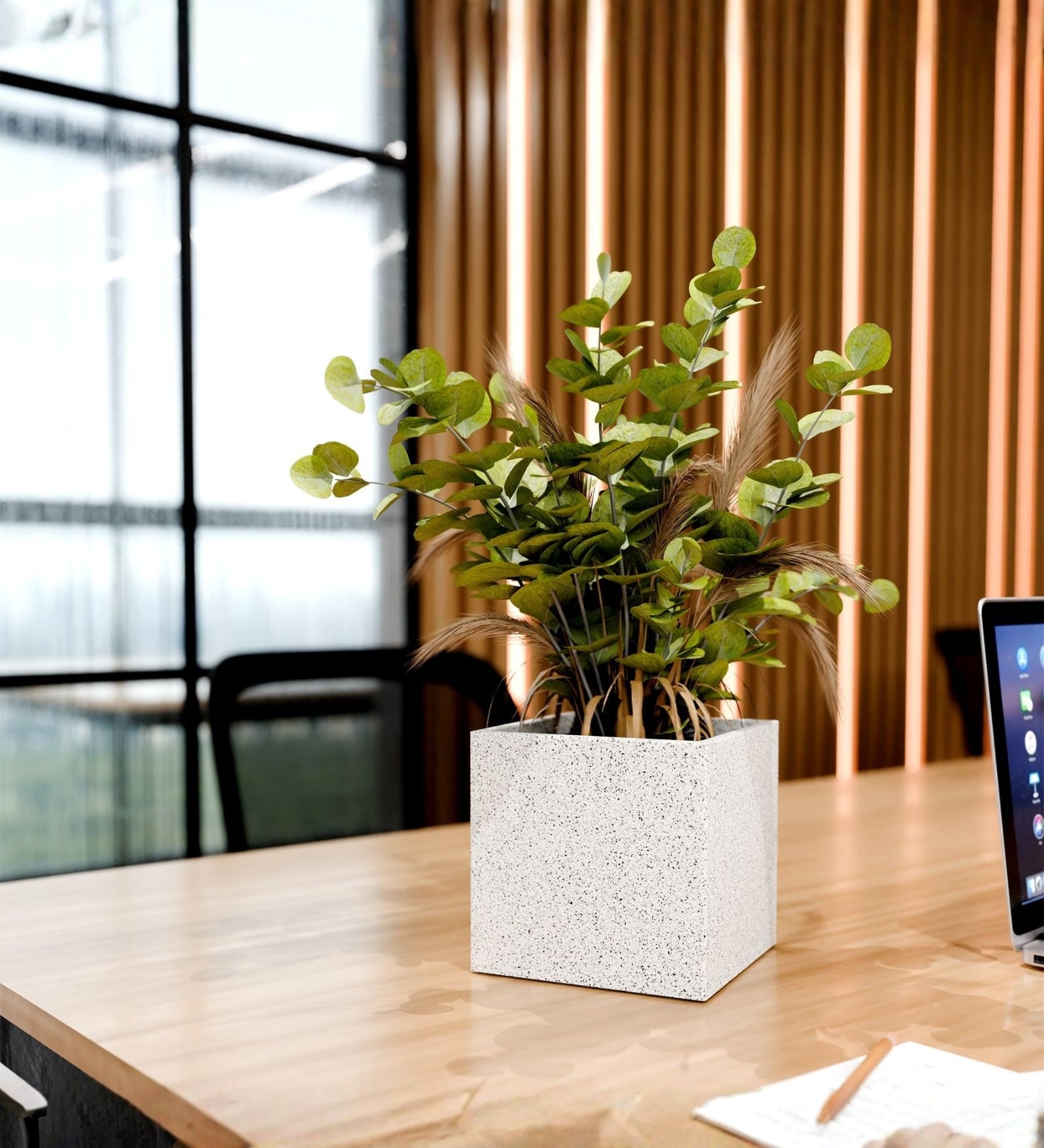 Marble White German Polymer Square Planter Cubo 6 Inch