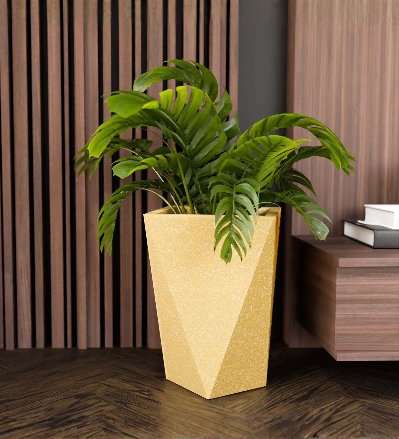 Beige German Polymer Diamond Shape Planter Dmd 18 Inch