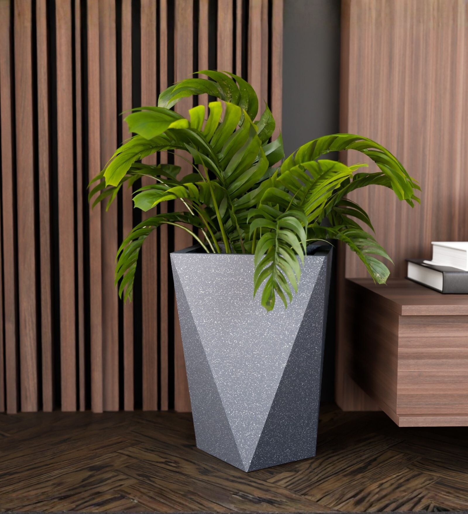 Grey German Polymer Diamond Shape Planter Dmd 18 Inch