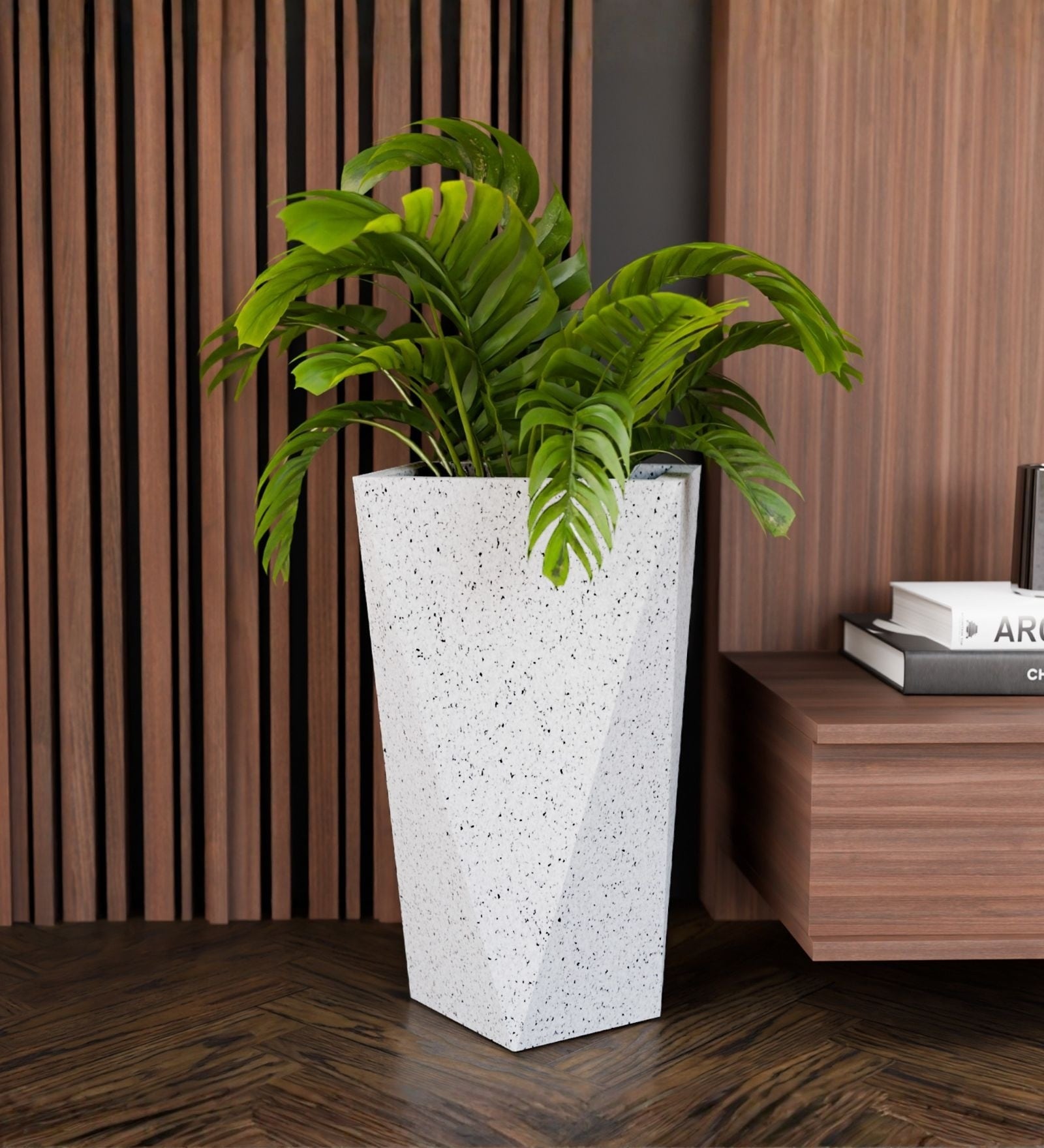 Marble White German Polymer Diamond Shape Planter Dmd 24 Inch