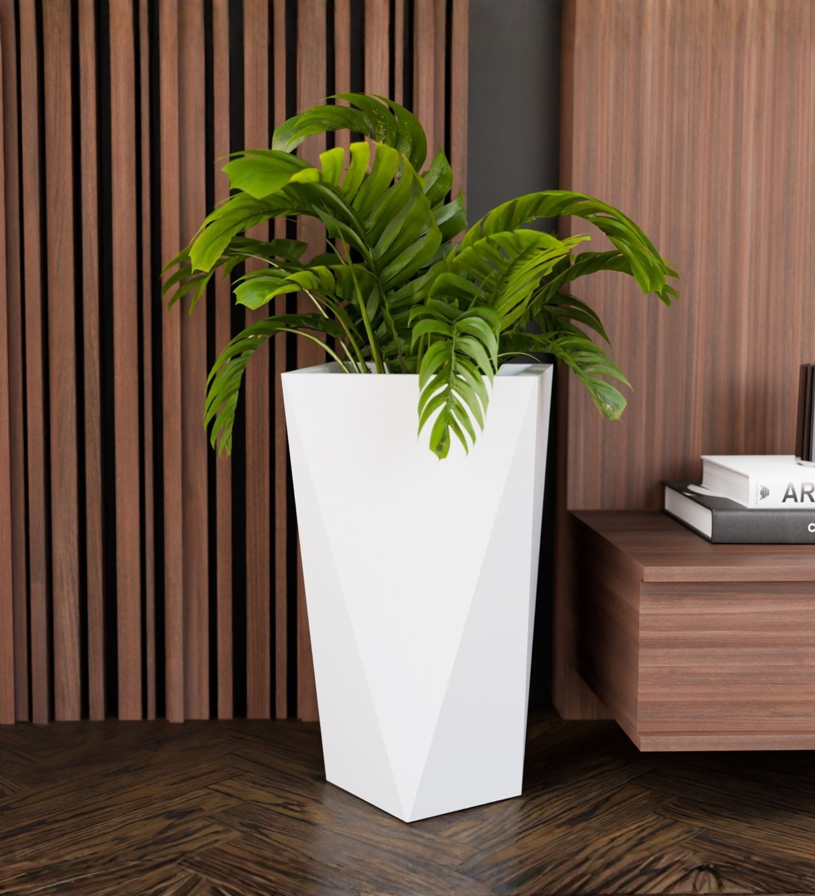 White German Polymer Diamond Shape Planter Dmd 24 Inch