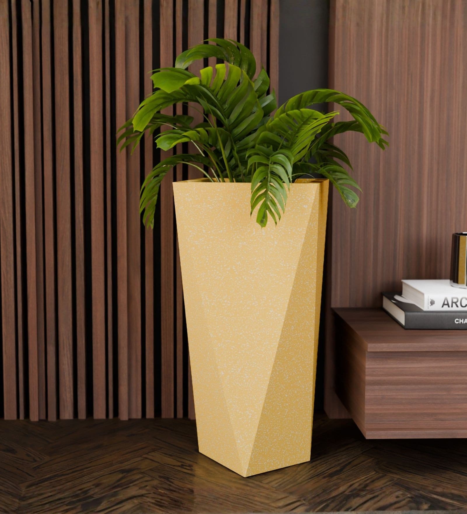 Beige German Polymer Diamond Shape Planter Dmd 30 Inch