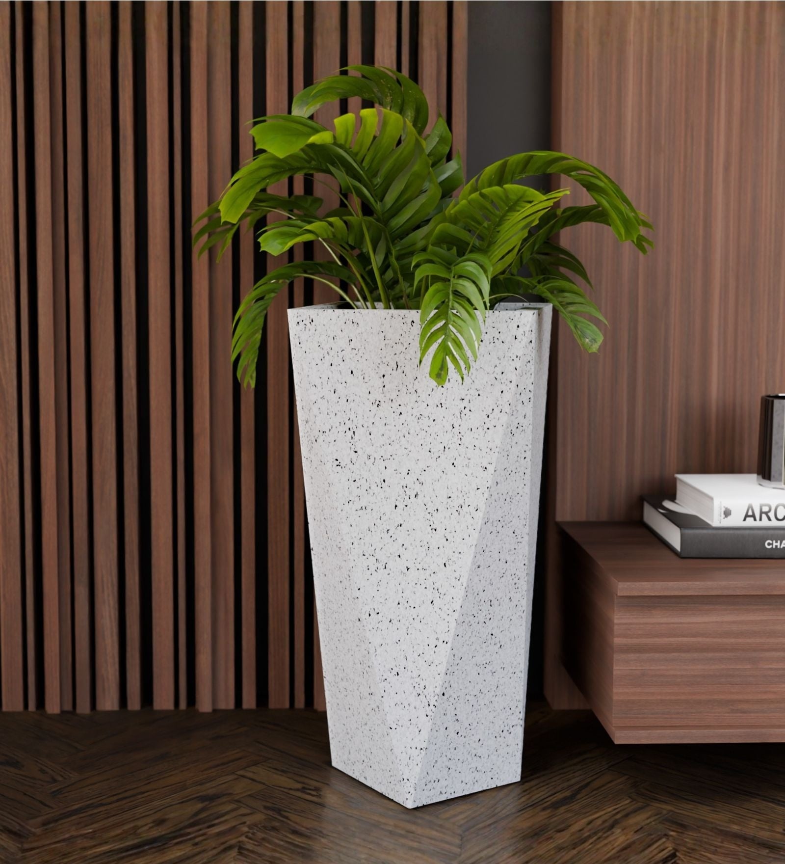 Marble White German Polymer Diamond Shape Planter Dmd 30 Inch