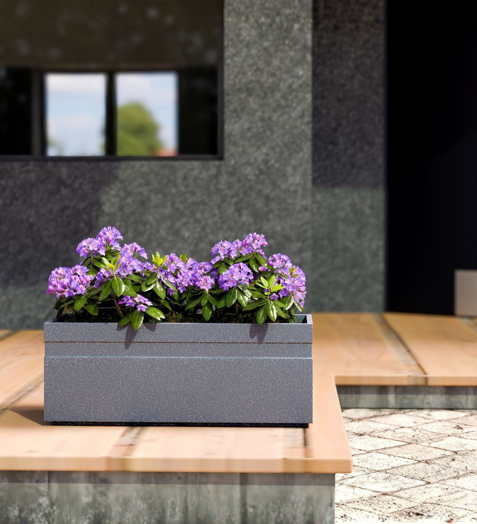 Grey German Polymer Rectangular Planter Gt 10 Inch