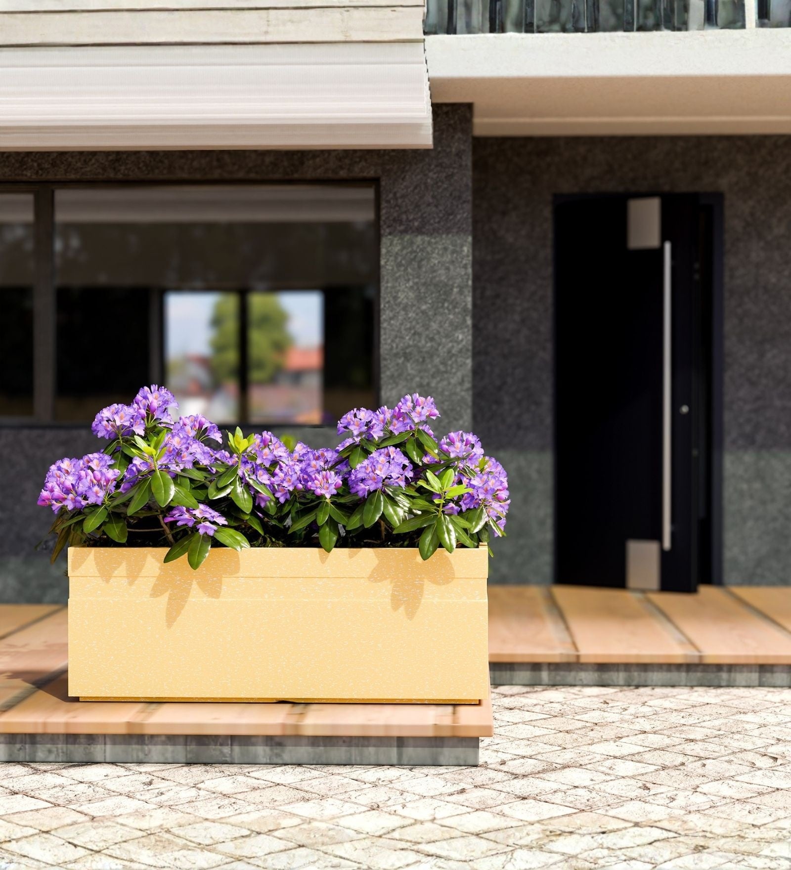 Beige German Polymer Rectangular Planter Gt 36 Inch