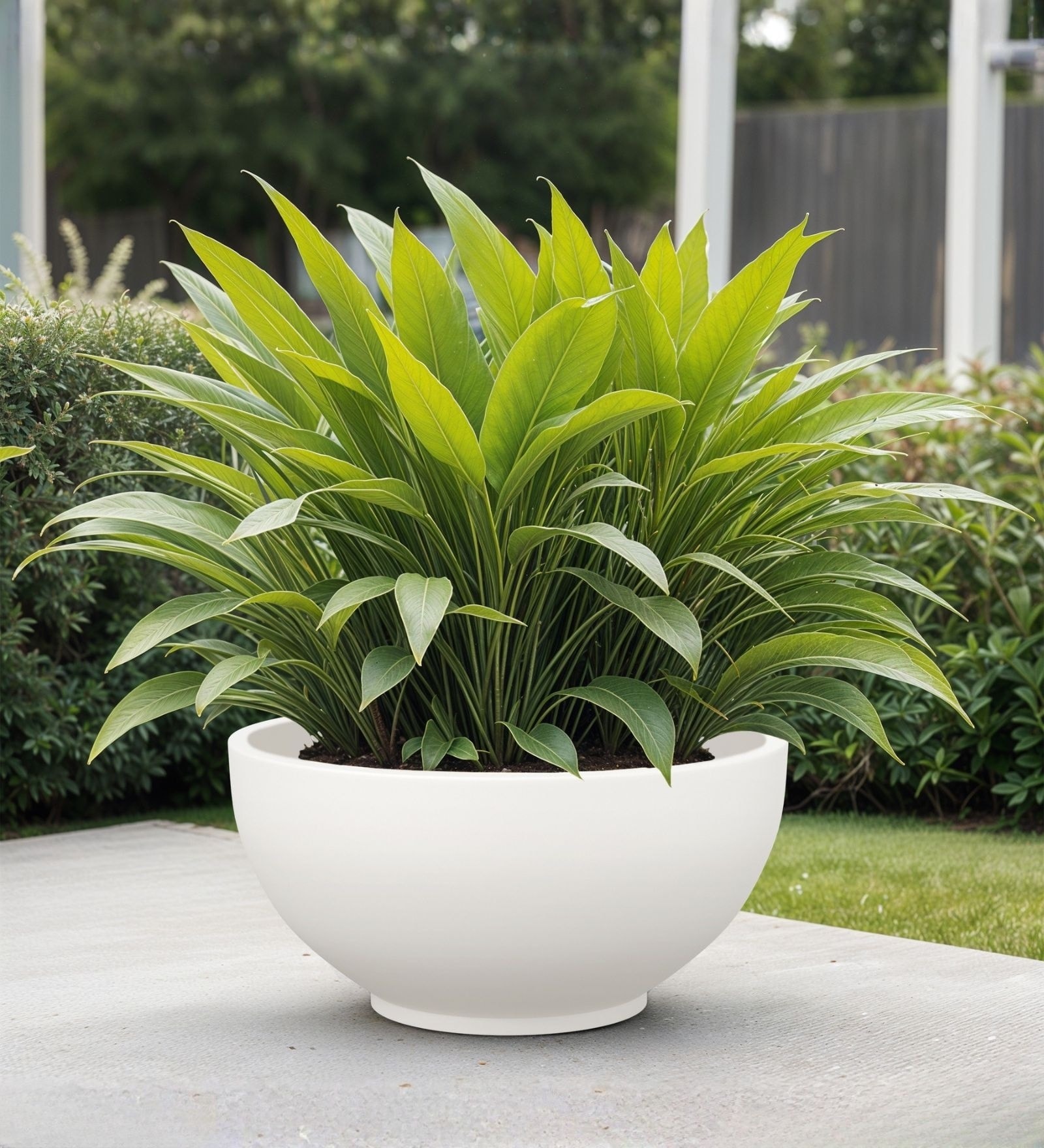 White German Polymer Round Planter Ktr 18 Inch