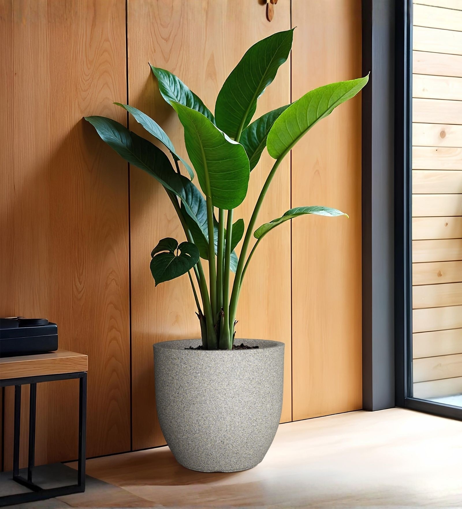 Victoria Grey German Polymer Round Planter Pcup 15 Inch