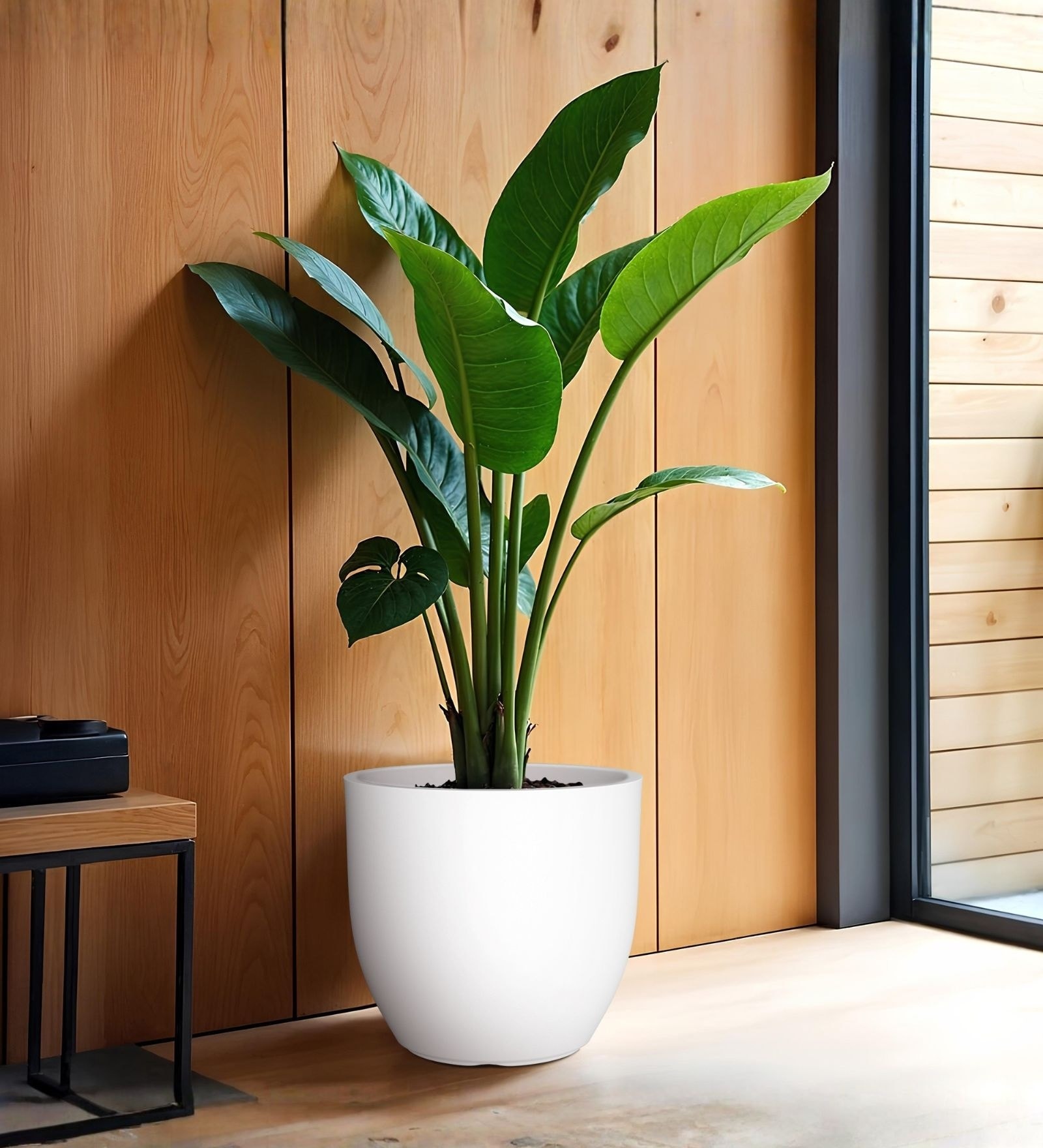 White German Polymer Round Planter Pcup 17 Inch