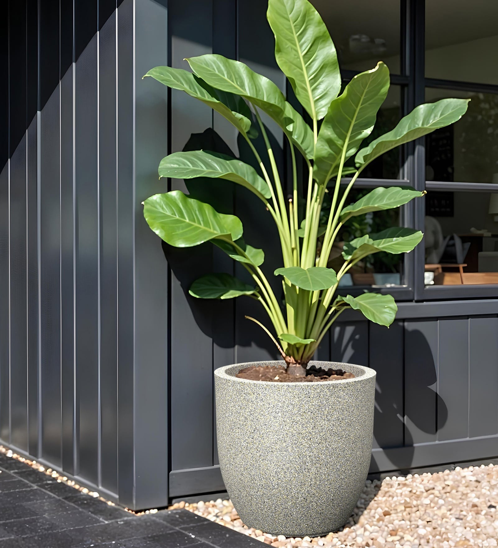 Victoria Grey German Polymer Round Planter Pcup 24 Inch