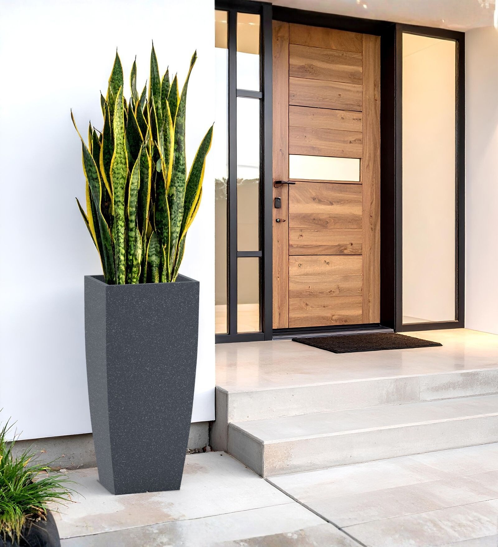 Grey German Polymer Tall Square Planter Tk 24 Inch