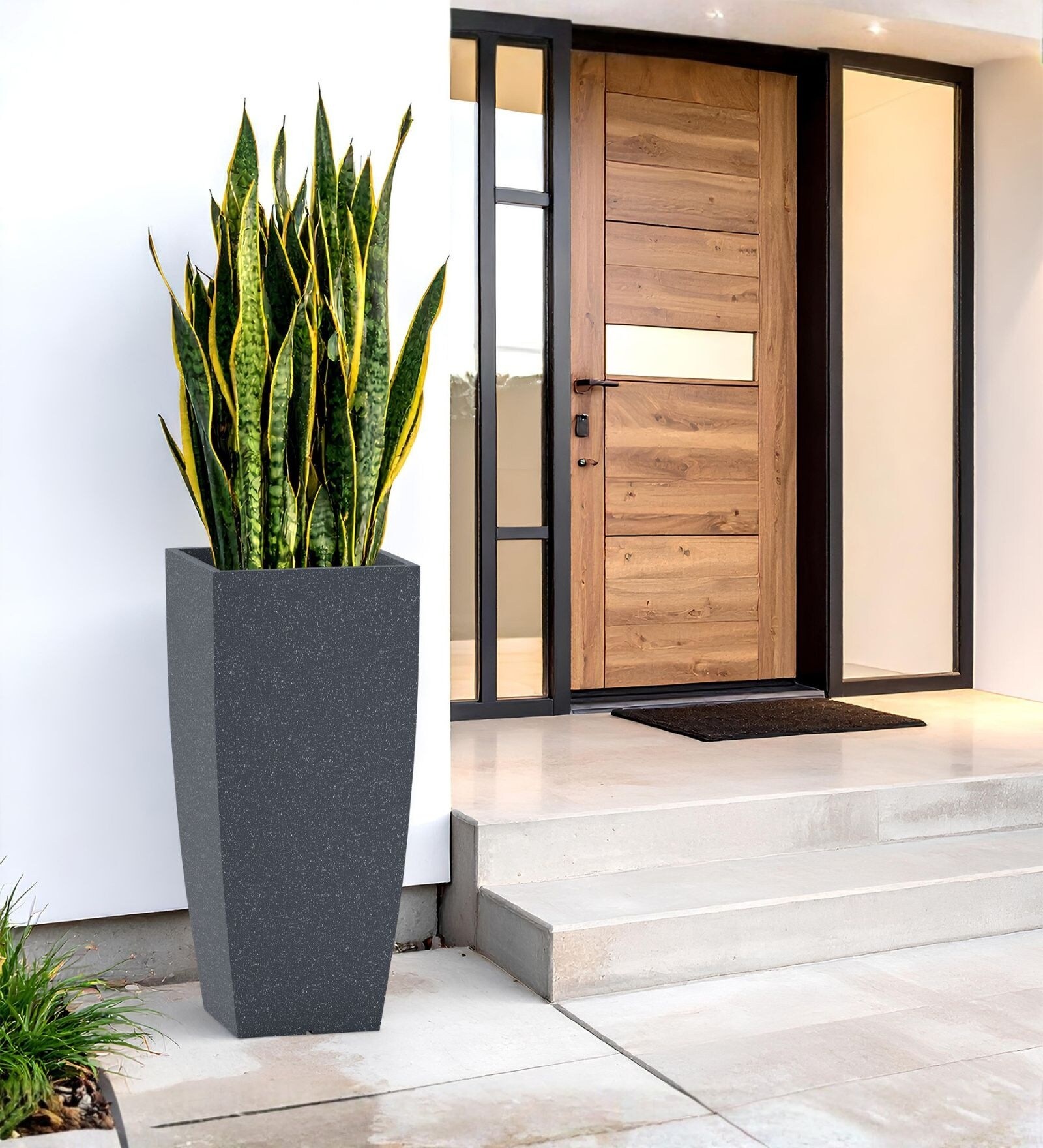 Grey German Polymer Tall Square Planter Tk 30 Inch