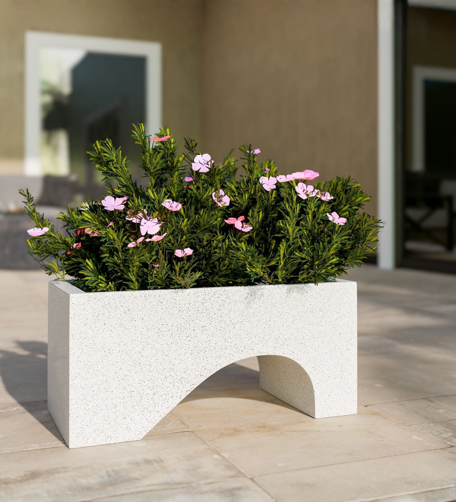 Marble White German Polymer Rectangular Planter Uctr 24 Inch