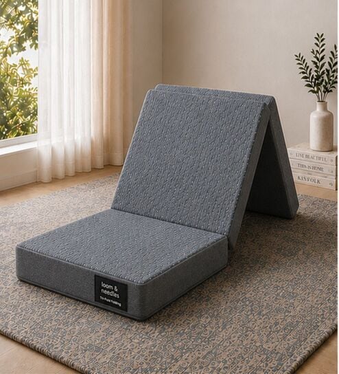 Foldable 2 Layer Orthopedic 4 Inch HD & Gel Memory Foam Mattress (72x48) In Queen Size