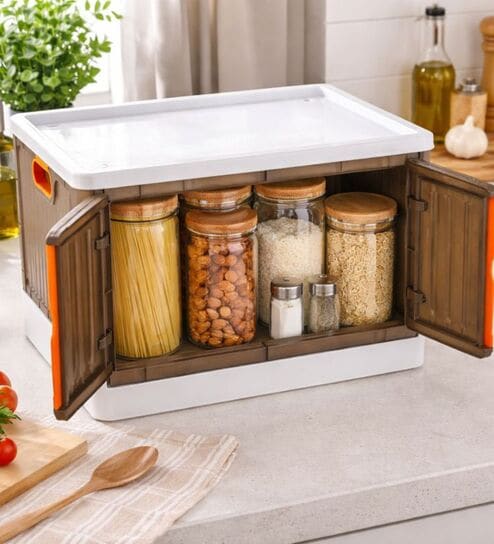 Foldable Cabinet Storage Box, Closet Organizer Box, Plastic Storage Bin-Pack of 1