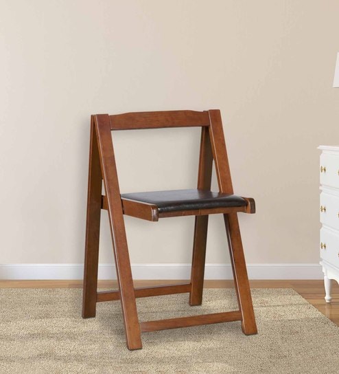 Buy Foldable Compact Chairs Set Of 2 In Black Walnut Finish By