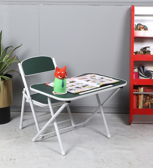 Kids Metal Activity Table in Dark Green Colour With Chair